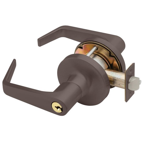 Falcon Grade 1 Entry Cylindrical Lock, Key in Lever Cylinder, Dane Lever, Standard Rose, Dark Oxidized Sati T501CP6D D 613